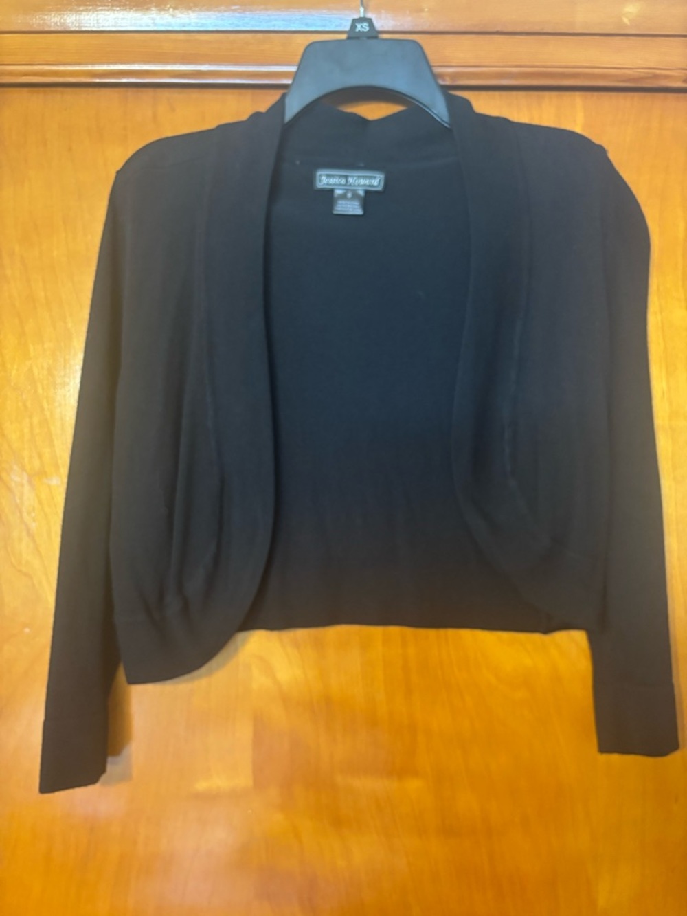 Jessica Howard Black Cropped Open-Front Women's Cardigan